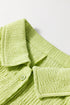 Meadow Mist Green Textured Short Sleeve Patched Pocket Buttoned Shirt Romper